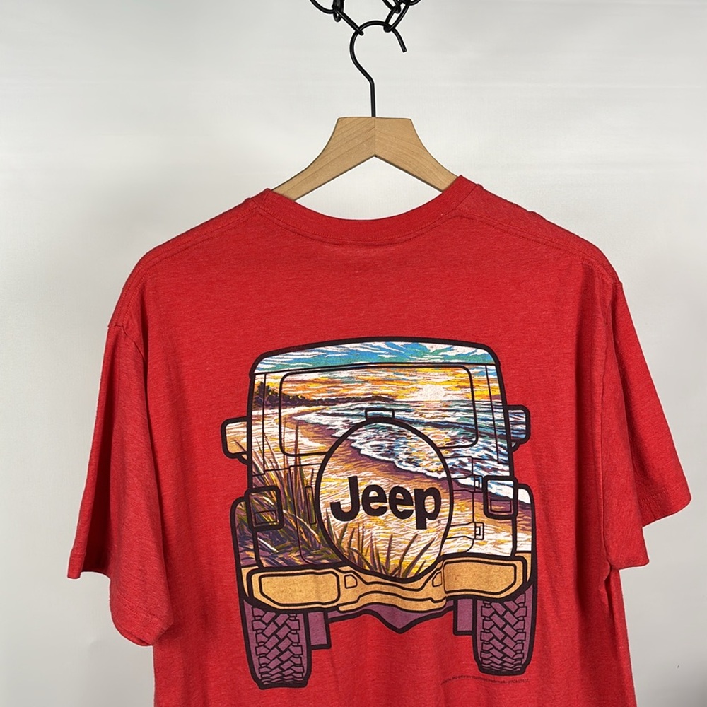 Jeep Beach Short Sleeve Lightweight T-Shirt - Red - Coastal Jeep Shirt
